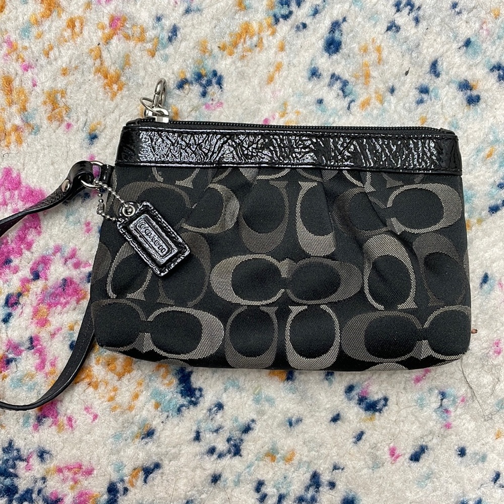Black Logo Coach Wristlet